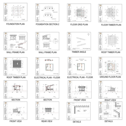 Tiny House Architectural Plans 16’ X 20’ - Modern Cottage Plans - Small House Blueprint PDF