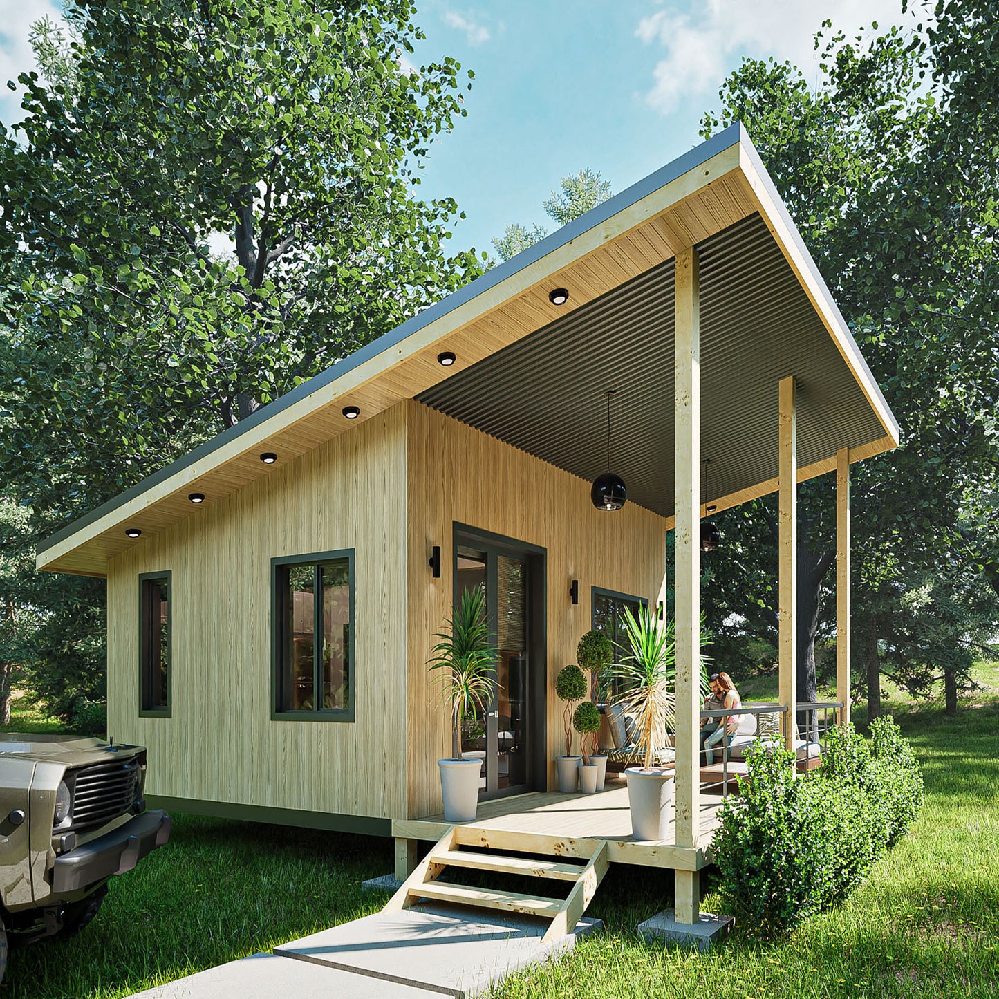 Tiny House Architectural Plans 16’ X 20’ - Modern Cottage Plans - Small House Blueprint PDF