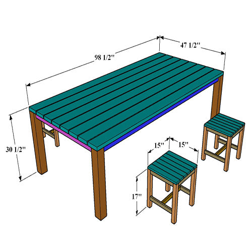 DIY Outdoor Picnic Table with Bench and Stool Plans - Instant Download