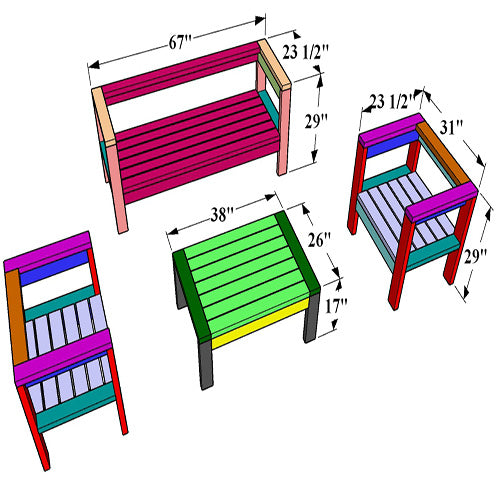 DIY Outdoor Sofa Set Plans | 4-Piece 2x4 Patio Furniture