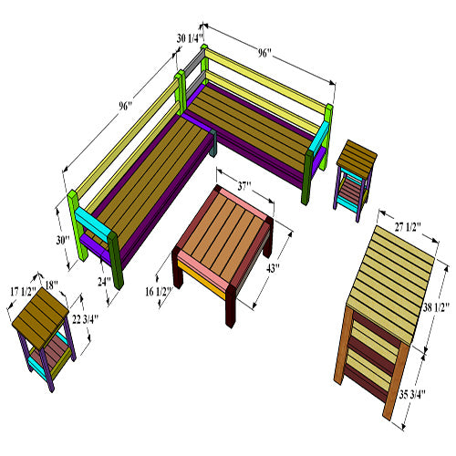 DIY Outdoor Furniture Plans Bundle | 4 Woodworking Build Projects