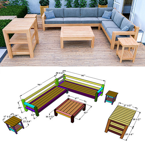 DIY Outdoor Furniture Plans Bundle - 10 + Projects for Woodworking Enthusiasts