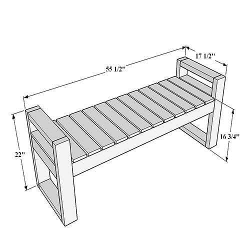 DIY Woodworking Outdoor Modern Seating Bench Plan - Instant Download